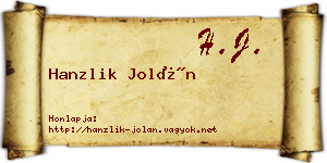 Hanzlik Jolán névjegykártya